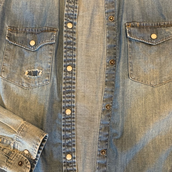 American Eagle Denim Long Sleeve Top - Picture 4 of 5